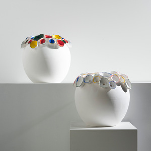 Vase à fleurs coloré peint à la main, design pomme, artisanat en céramique, ornement de luxe, accessoires d'art uniques pour la maison - Product Image 1