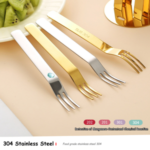 Lot de 6 petites fourchettes à pâtisserie, gâteau, dessert et fruits en acier inoxydable 304 avec support pour mariage - Product Image 6