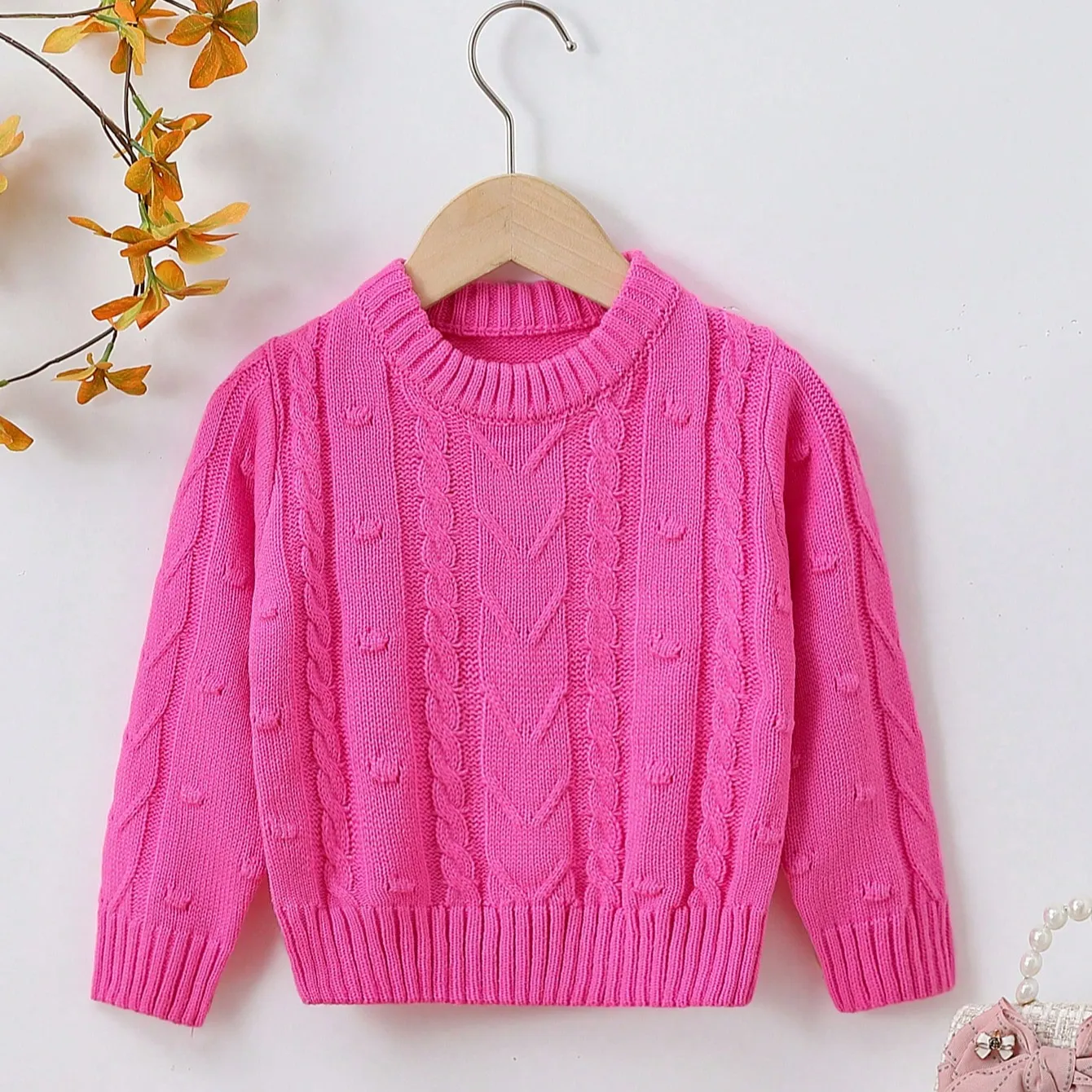 Atacado Infantil Boutique Vestuário Estilo Infantil Alta Pescoço Padrões de tricô Pullover Sweaters