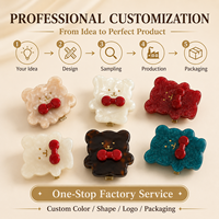 Ume Wholesale Pinces à cheveux latérales en acétate écologique, motif petit ours mignon, type bec de canard, avec logo personnalisé pour enfants