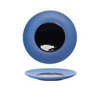Service de vaisselle rond en céramique bleu et noir, ensemble moderne d'assiettes et de bols en porcelaine pour restaurant et usage domestique quotidien