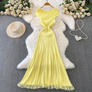 Abito Sexy Traforato con Scollo a V Senza Maniche in Maglia per Donne, Patchwork in Pizzo, Vita Stretta, Elegante Gonna Lunga a Coda di Pesce - Product Image 5