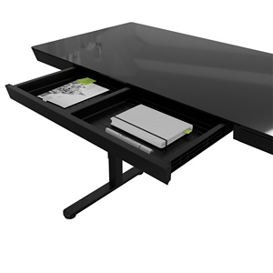 Escritorio de pie sentado comercial con montura en V con escritorio de vidrio templado y controlador de mano integrado, con el sistema de control de la mano integrado, con el sistema de escritorio de vidrio templado - Product Image 3