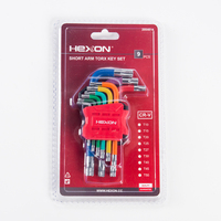 9 buah set alat perbaikan tangan sepeda multi bike, set kunci pas torx allen bintang lengan pendek warna-warni bentuk L metrik SAE inci