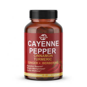 Complexe de piment de Cayenne à marque privée avec cannelle, curcuma, gingembre et berbérine, 150 capsules, soutient le métabolisme et la santé - Product Image 1