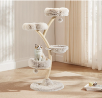 Arbre à chat moderne 59 x 59 x 155 cm, griffoir avec peluche et sisal, mobilier pour chats, poteau avec balle de jeu