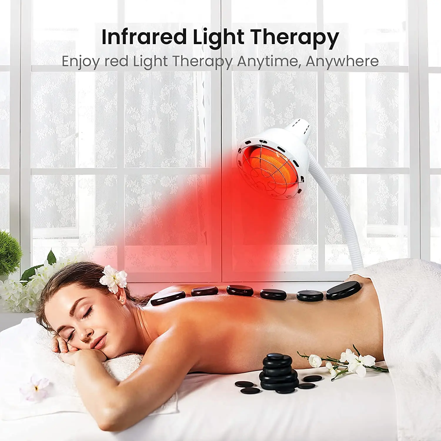 Red-Light-Therapy-Heat-lamp 275W Near Red Infrared Heat Lamp for Relieve Joint Pain and Muscle Aches for Body Standing