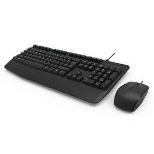 Wired Combo KB3335 For Office Full-sized Keyboard With Palm Rest Multimedia Keys And 1200 DPI Right-Handed Optical Mouse