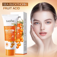 Nettoyant visage à la vitamine C et à l'argousier SADOER, marque privée OEM, prix d'usine, nettoyage en profondeur, resserrement des pores et peau éclatante