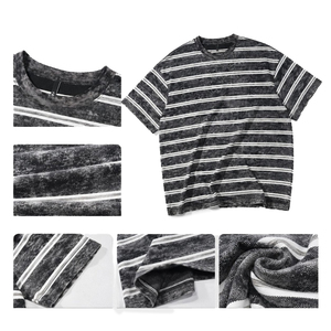 T-shirt Homme Rayé Vintage OEM 260 g/m² Personnalisable Logo Rétro Coupe Boxy Oversize - Product Image 2