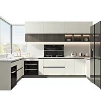 Meubles de cuisine modulaires sur mesure de haute qualité, design moderne, en MDF blanc brillant, fabriqués en Chine, par Ais Living.