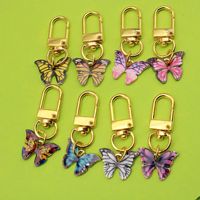 Kelebek Anahtarlık, 45x22mm, Sırt Çantaları ve Hediyeler için Altın Tonlu Tokalı Emaye Alaşımlı Çanta Süsü, 8 Renk