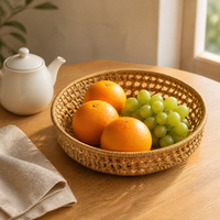 Corbeille à fruits en rotin tressée à la main, Panier tressé motif ciel étoilé, Bol de service pour pain et snacks, Vente en gros OEM, Corbeille à fruits en rotin
