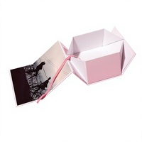 Boîte en papier personnalisée en forme de livre avec ruban, papier artisanal rose, emballage cadeau, impression quadricolore, boîte en papier faite à la main
