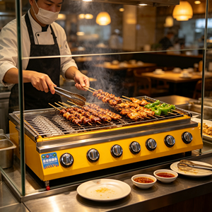 Plancha de Cocina Comercial de Acero Inoxidable con Revestimiento Amarillo, Control de Fuego Ajustable, Parrilla para Restaurante o Tienda de Snacks - Product Image 5