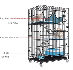 3 katmanlı kapalı büyük DIY kedi sandık kedi kulübesi kedi kafesi - Product Image 3