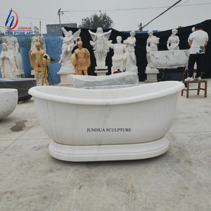 现代奢华独立式纯白色大理石浴室浴缸天然石材浴缸高抛光 - Product Image 1