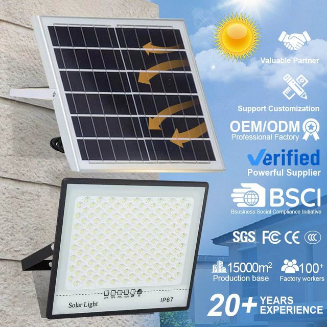 Solar Flood Light 30W-400W Outdoor IP67 Waterproof Garden Light ABS Material RoHS Certified Plastic for Road