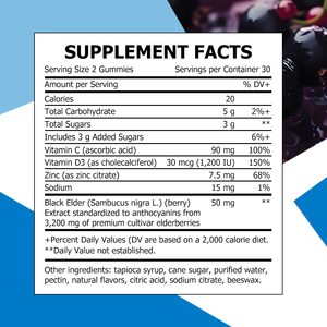 Hot Selling Elderberry Immune Gummy with Zinc Vitamin C D3 Extract Elderberry Immune Support Promotes Antioxidants <b>Supplement</b> - Product Image 2