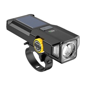 Luz delantera para bicicleta LED recargable solar con pantalla digital para ciclismo IPX4 resistente al agua - Product Image 1