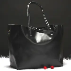 Wholesale Custom Logo Fashion Large Capacity Luxury Genuine Leather Women Tote Bags