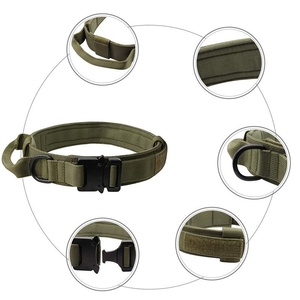 Groothandel Solide Patroon Tactische Nylon Hondenriem Intrekbare Anti-Impact Kraag Met Elastische Touw Linten Voor Grote Outdoor Huisdieren - Product Image 3