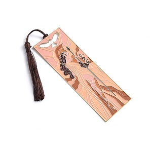 Factory Delicate Rectangle <b>Pink</b> Cartoon Characters Soft Enamel Metal Bookmarks with Tassels - Product Image 2