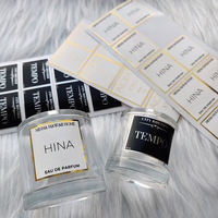 Autocollant de transfert métallique transparent personnalisé pour parfum, étanche, avec logo, pour flacon de parfum en verre et pot de bougie