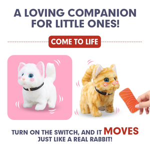 BIG LITTLE FUN - Ensemble de marionnettes lapin et <span class=keywords><strong>chat</strong></span> - Jouets en peluche super doux - <span class=keywords><strong>Oreilles</strong></span> mobiles - Chargement USB - Lavable - Unisexe - Âges 5-13 - Product Image 2