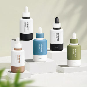 Flacon compte-gouttes en verre bicolore unique de 60ml de luxe 2oz vide vert blanc bleu noir flacon de sérum cosmétique compte-gouttes - Product Image 1