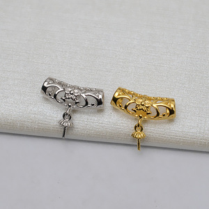 จี้เงินแท้ S925 แบบกลวง รุ่น Wenchi พร้อมเชือกหนังขนาด 10 มม. สำหรับทำสร้อยคอแบบ DIY พร้อมที่ใส่ไข่มุก - Product Image 3