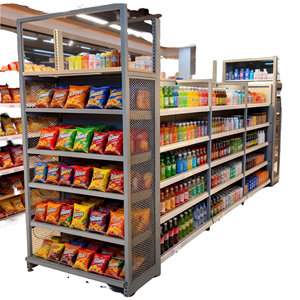 Estanterías de Góndola para Exhibición en Tiendas de Abarrotes, Estantes para Supermercados en Venta a Buen Precio - Product Image 1