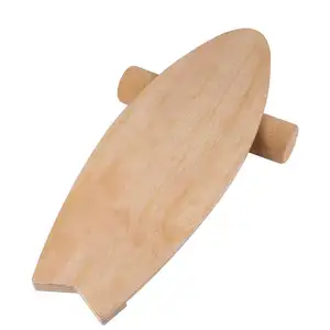 Maple Wood Fish Shape Board Roller Balance Board Skateboard Training Board Surf Exercise with Cork Roller