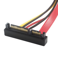 Câble d'alimentation de données SATA 3.0SATA 7 + 15 broches mâle à femelle à angle de 90 degrés 25CM câble d'extension SATA 22Pin mâle à femelle