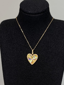 Pendentif cœur en or massif 18 carats avec diamant naturel, halo de diamants irisés, bijoux fins pour femmes - Product Image 5