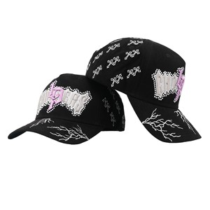 Casquette 5 panneaux Tcap China Glow in the Dark avec broderie, étiquette métallique personnalisée, strass, 100% polyester, style sportif urbain - Product Image 1
