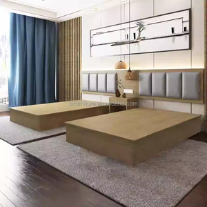 Contemporary 3 Star Hotel Bedroom Furniture Sets Customize <b>Twin</b> Single Wooden <b>Bed</b> <b>Frame</b> With Headboard And Nightstands For Sale - Product Image 6