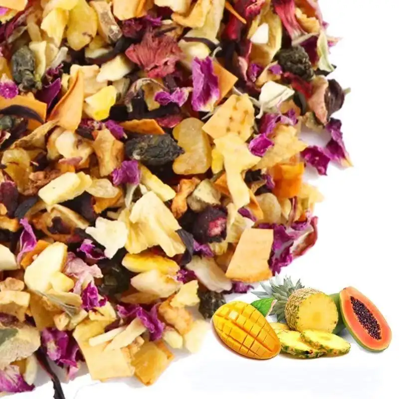 ชา Flavoredoolong สไตล์เขตร้อนพร้อมผลไม้แห้งและชาดอกไม้