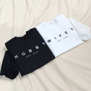 Yousi Customized 280g Women's Crewneck <strong>Sweatshirt</strong> <strong>WIFEY</strong> HUBBY Embroidered Personalized Honeymoon Gift Wholesale for Winter - Product Image 4