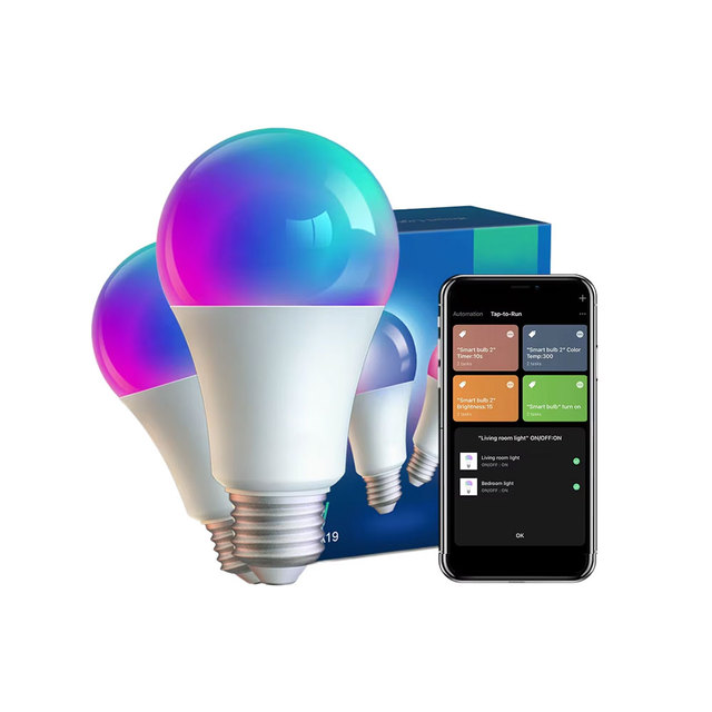 Chulin Smart Light Bulb Dimmable 9w 16M Colors RGBWW 800LM Tuya RGB CCT Bulb A60 Led A19 Smart Bulb for Alexa and Google Home
