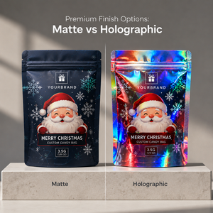 Sachet Mylar Holographique Personnalisé pour Noël, Anti-Odeur, Effet Laser Arc-en-ciel, pour Bonbons Gélifiés 3.5g, Pochette Ziplock Autoportante avec Faible MOQ - Product Image 3