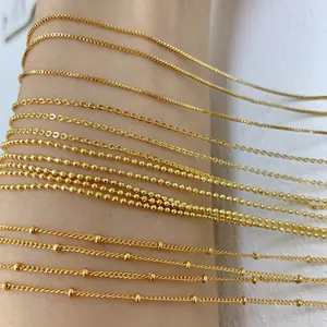 Оптовая продажа, высококачественное металлическое Ожерелье 45 см, цепочка с золотым покрытием для изготовления ювелирных изделий, аксессуары