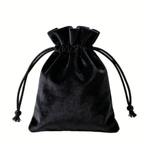 Sacs à cosmétiques en velours noir de luxe 5*7cm avec cordon de serrage, pochettes d'emballage cadeau en velours, logo personnalisable, recyclables, pour rouges à lèvres - Product Image 3