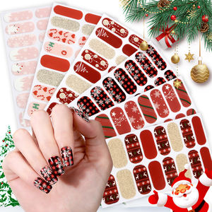 Desain baru 16 strip ramah lingkungan tidak beracun tahan lama mengkilap tipis Foil emas cap seni kuku stiker dekorasi Natal - Product Image 3