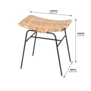 Handmade Natural <b>Vintage</b> Style Woven Rattan <b>Stool</b> Modern Armless Outdoor Dining Bar Party Living Room Restaurant Metal Frame - Product Image 5