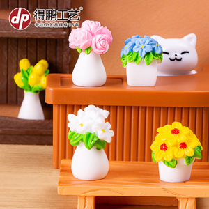 Dp Miniature Resin Flower Pots Floral Decor For Home Desktop Display - Product Image 2
