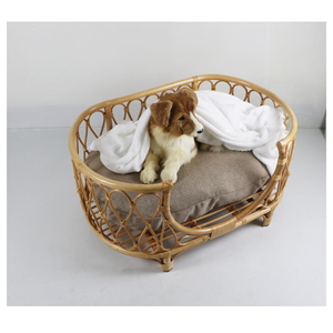 Niches pour chiens en rotin à motif uni, écologiques, universelles quatre saisons, lits pour animaux de compagnie en rotin véritable, artisanat - Product Image 3