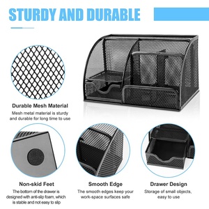 Phụ kiện văn phòng đa chức năng lưới bàn tổ chức với 6 ngăn và 1 ngăn kéo máy tính để bàn tổ chức - Product Image 3