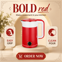 Bouilloire électrique en acier inoxydable 1,8 L 1500 W à ébullition rapide avec arrêt automatique 360° °   Chauffe-eau à base rotative pour la maison