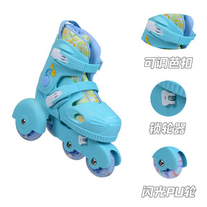 Patins à roulettes réglables pour enfants avec roues lumineuses, pour les débutants de 3 à 6 ans, patins en ligne à huit roues, couleur bleue - Product Image 5